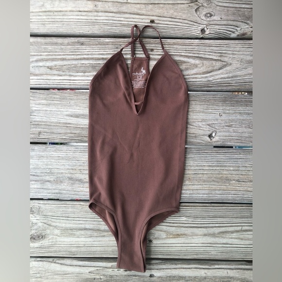 NWOT Free People Intimately Move Along Bodysuit Brown XS/S - Picture 2 of 4